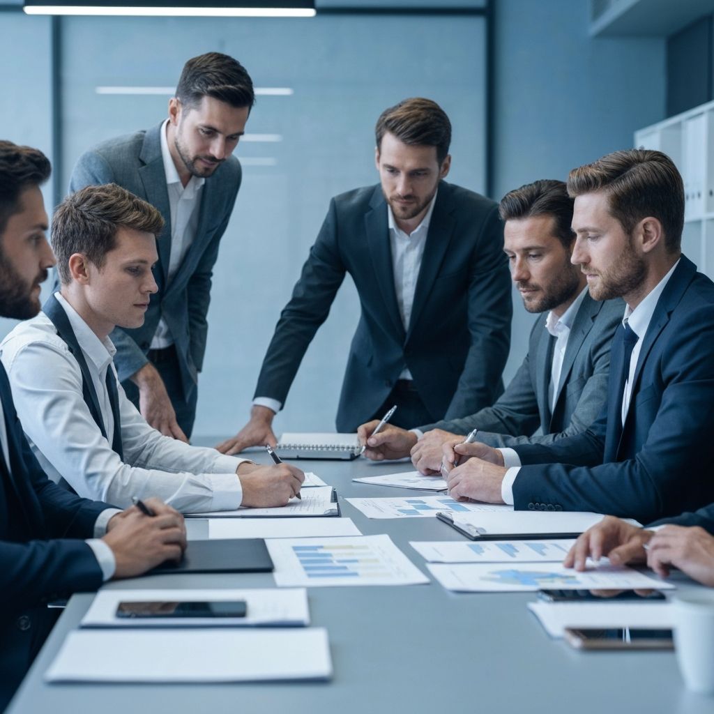 Professional logistics team in compliance meeting